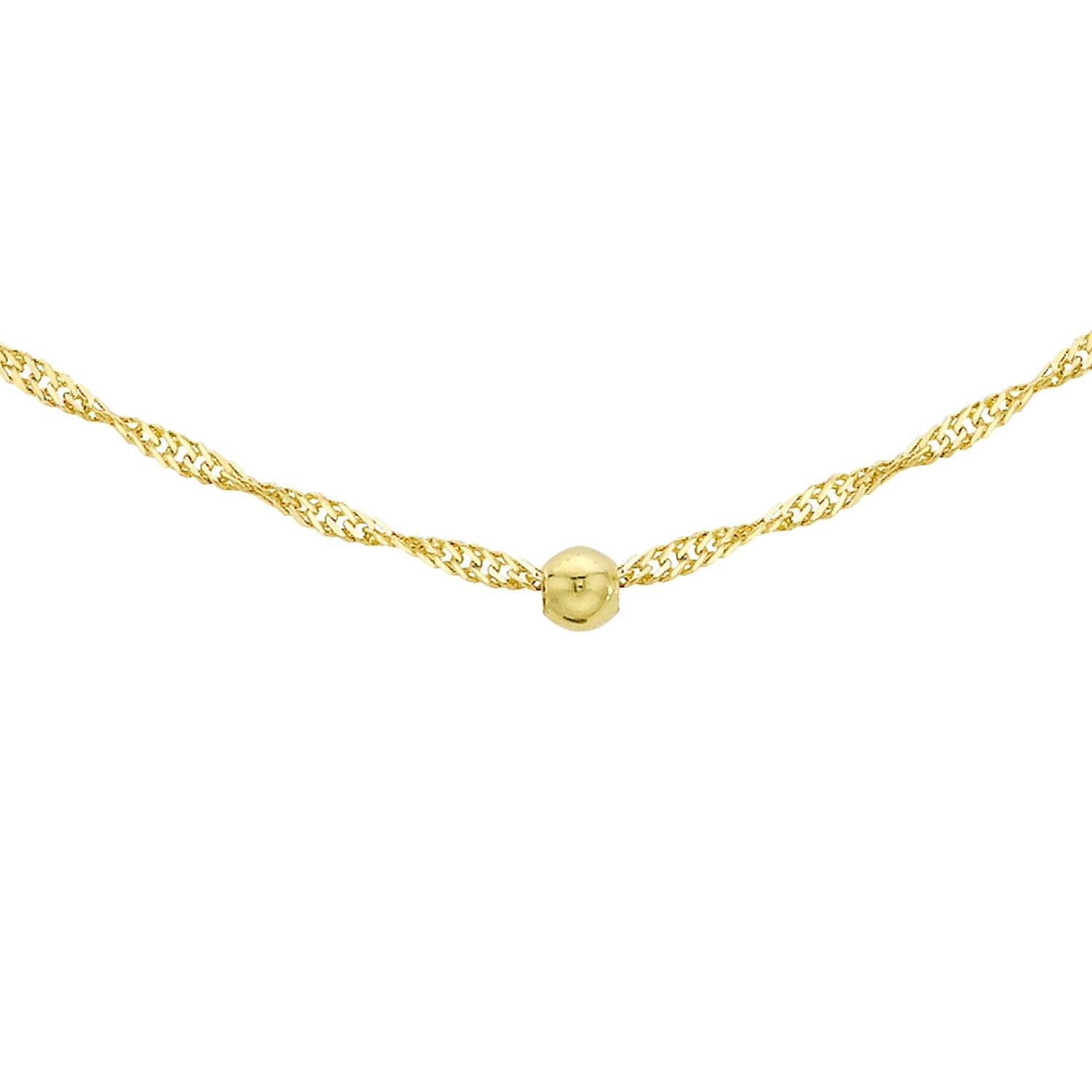 9ct Yellow Gold Solid Ball Twist Necklace 45cm
