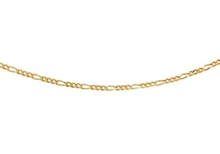 9ct Yellow Gold 30 Diamond Cut Figaro 3+1 Necklace 45cm