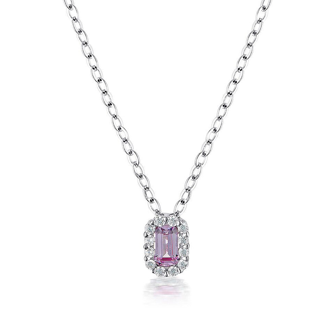 Paris Sapphire Pendant Pink Silver