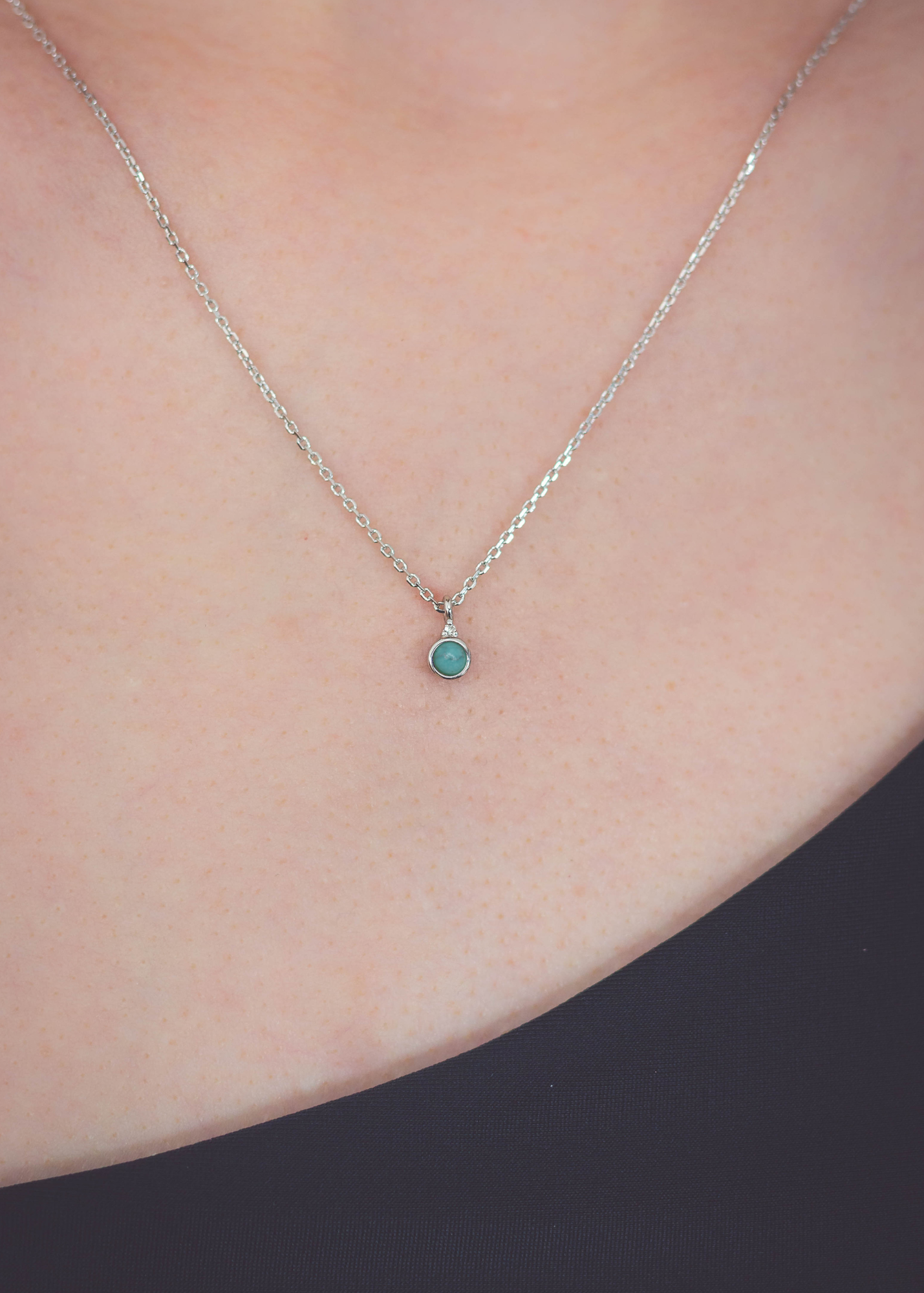 Diamonds by Georgini Natural Turquoise and Diamond December Pendant Silver