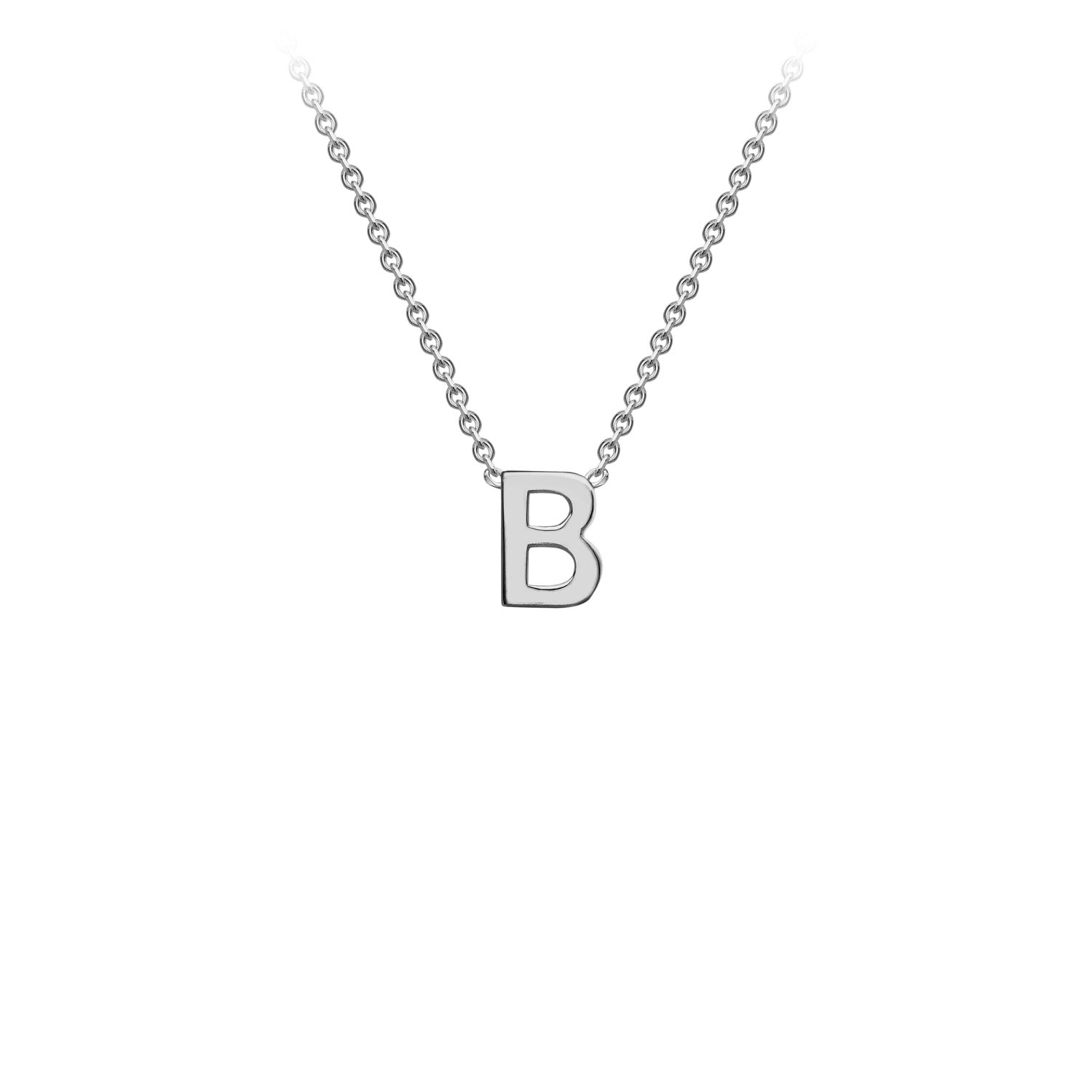 9ct White Gold 'B' Initial Adjustable Letter Necklace 38/43cm