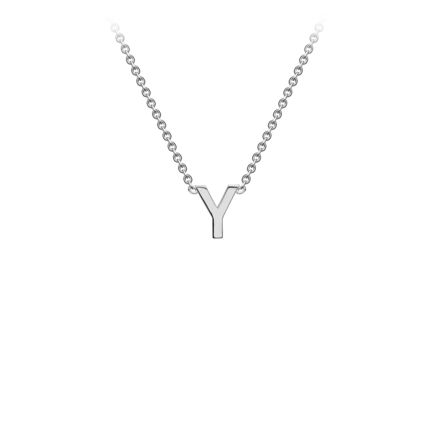 9ct White Gold 'Y' Initial Adjustable Letter Necklace 38/43cm