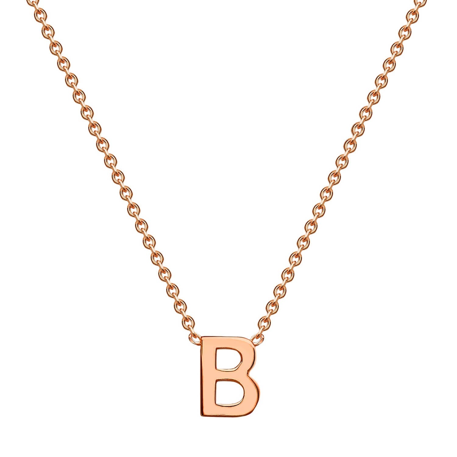 9ct Rose Gold 'B' Initial Adjustable Letter Necklace 38/43cm