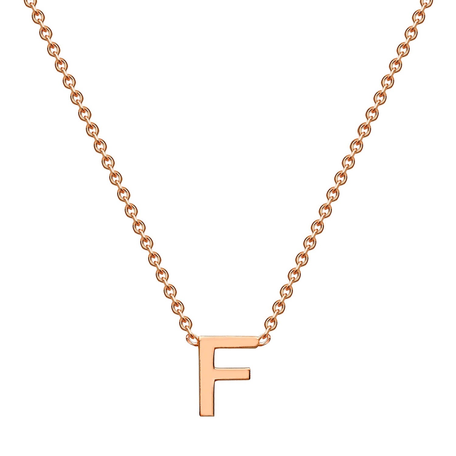9ct Rose Gold 'F' Initial Adjustable Letter Necklace 38/43cm