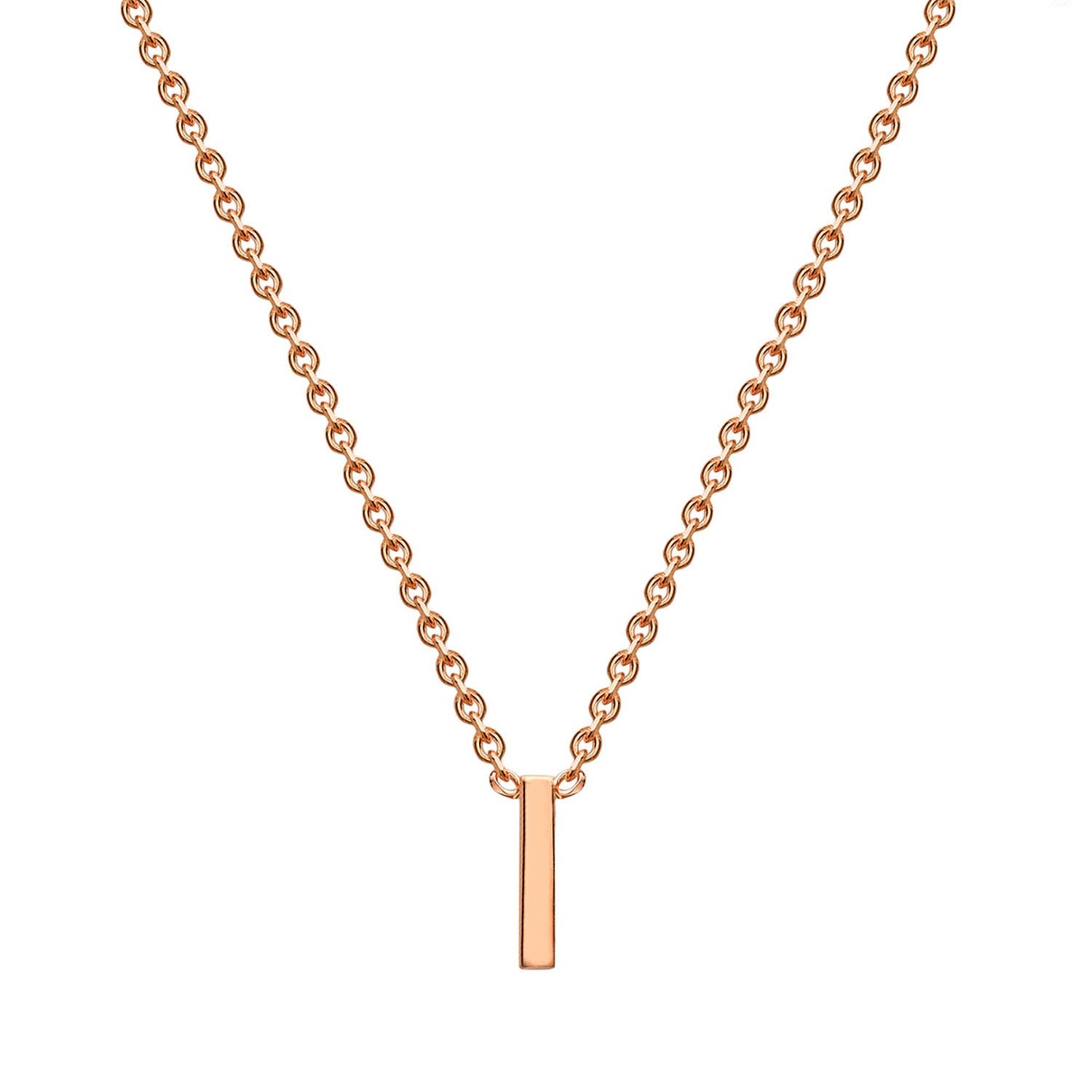 9ct Rose Gold 'I' Initial Adjustable Letter Necklace 38/43cm