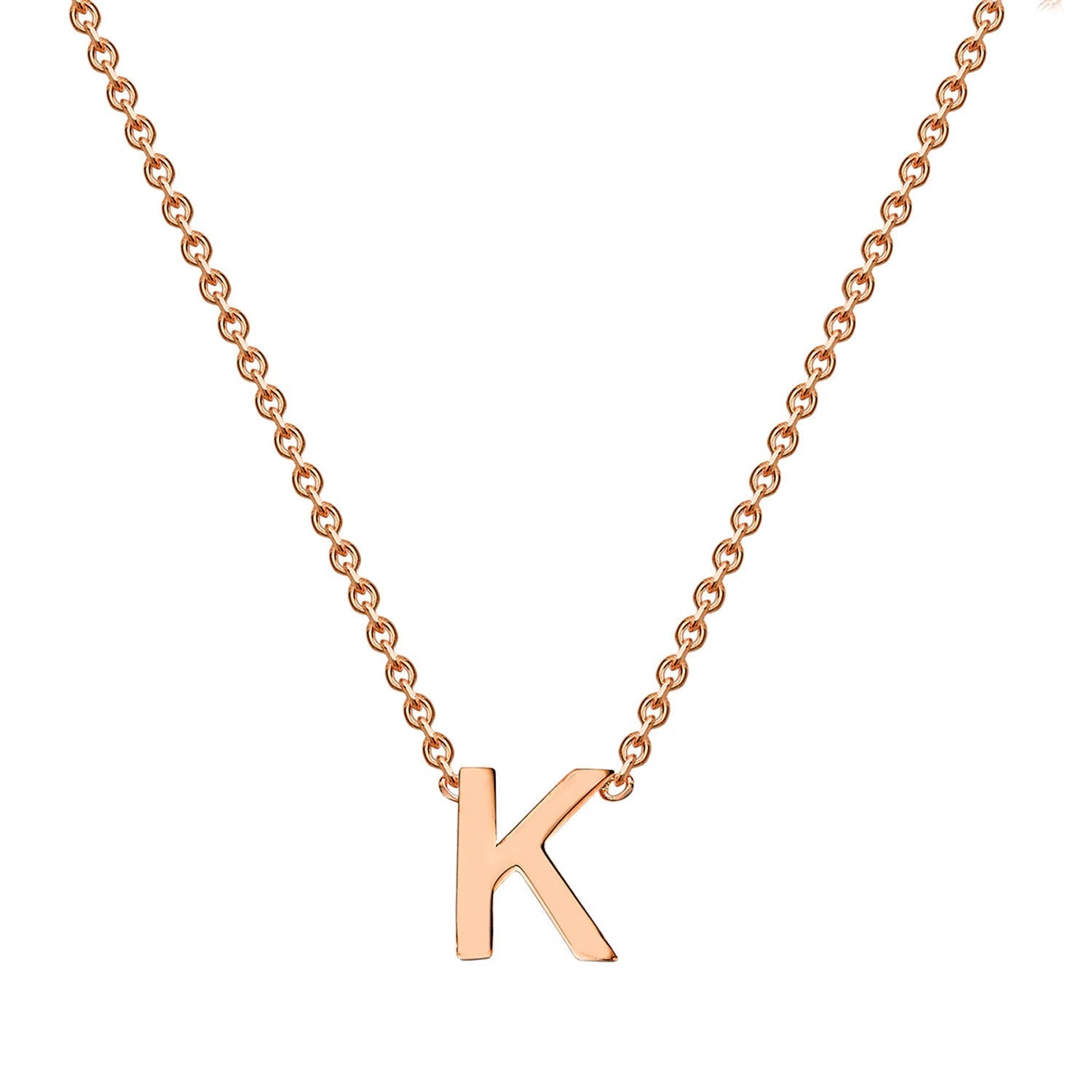 9ct Rose Gold 'K' Initial Adjustable Letter Necklace 38/43cm