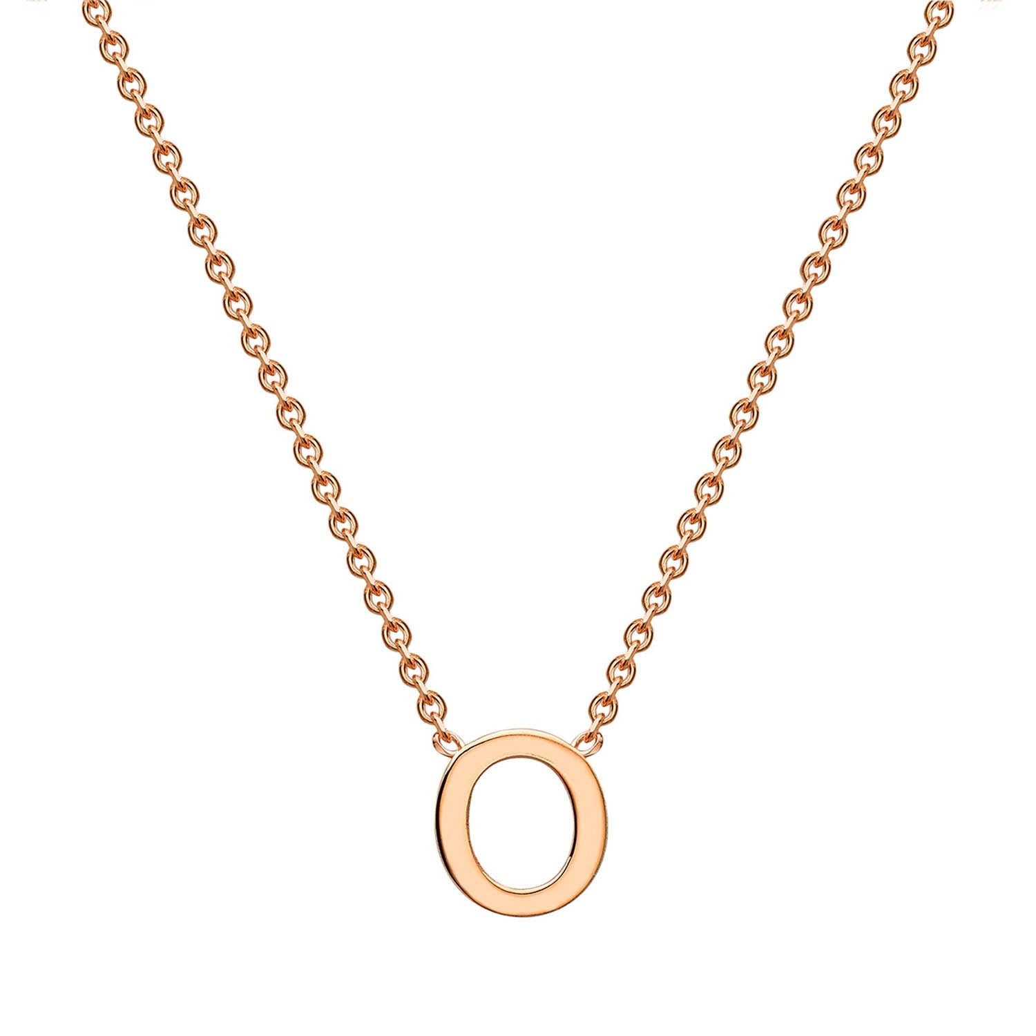 9ct Rose Gold 'O' Initial Adjustable Letter Necklace 38/43cm