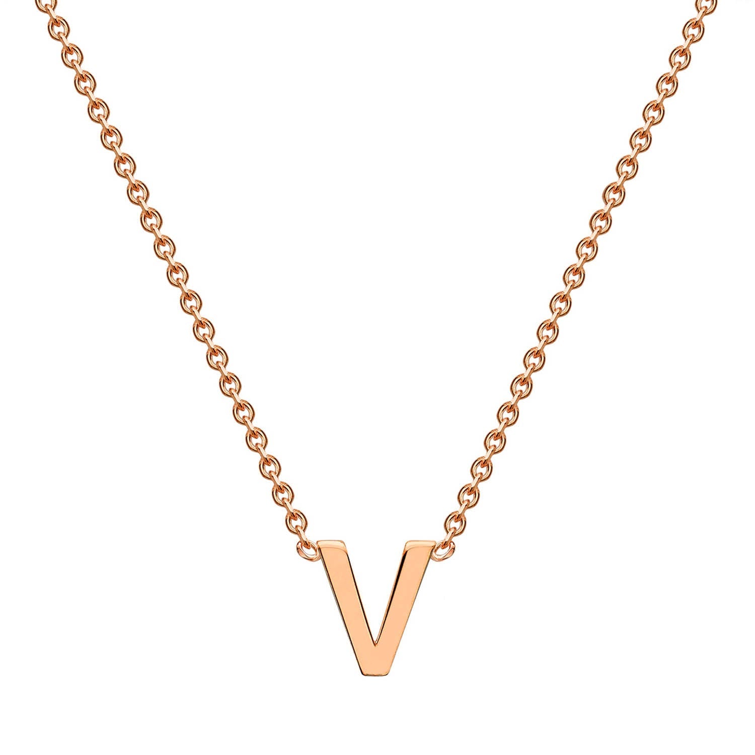 9ct Rose Gold 'V' Initial Adjustable Letter Necklace 38/43cm