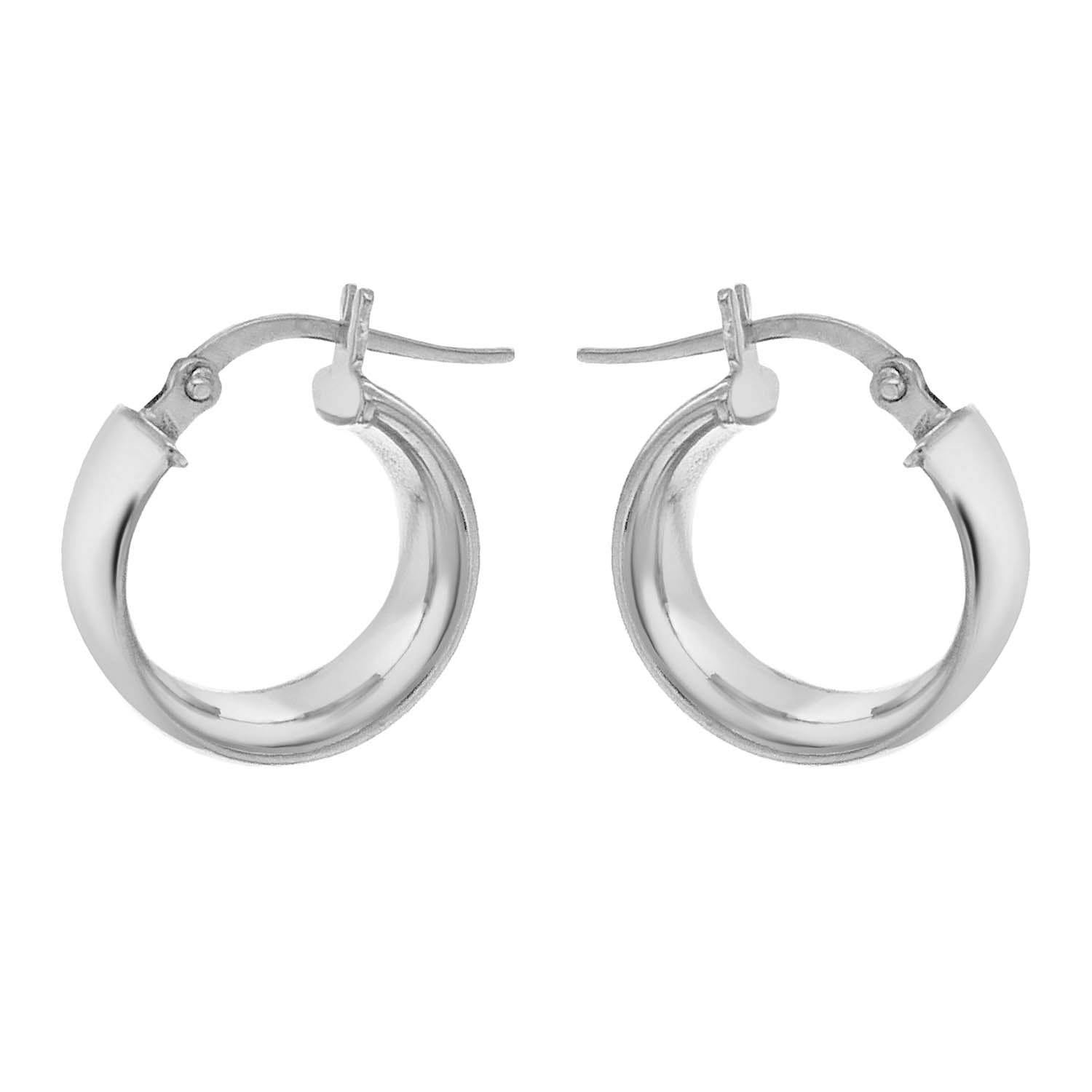 9ct White Gold 6mm Band 14mm Creole Earrings