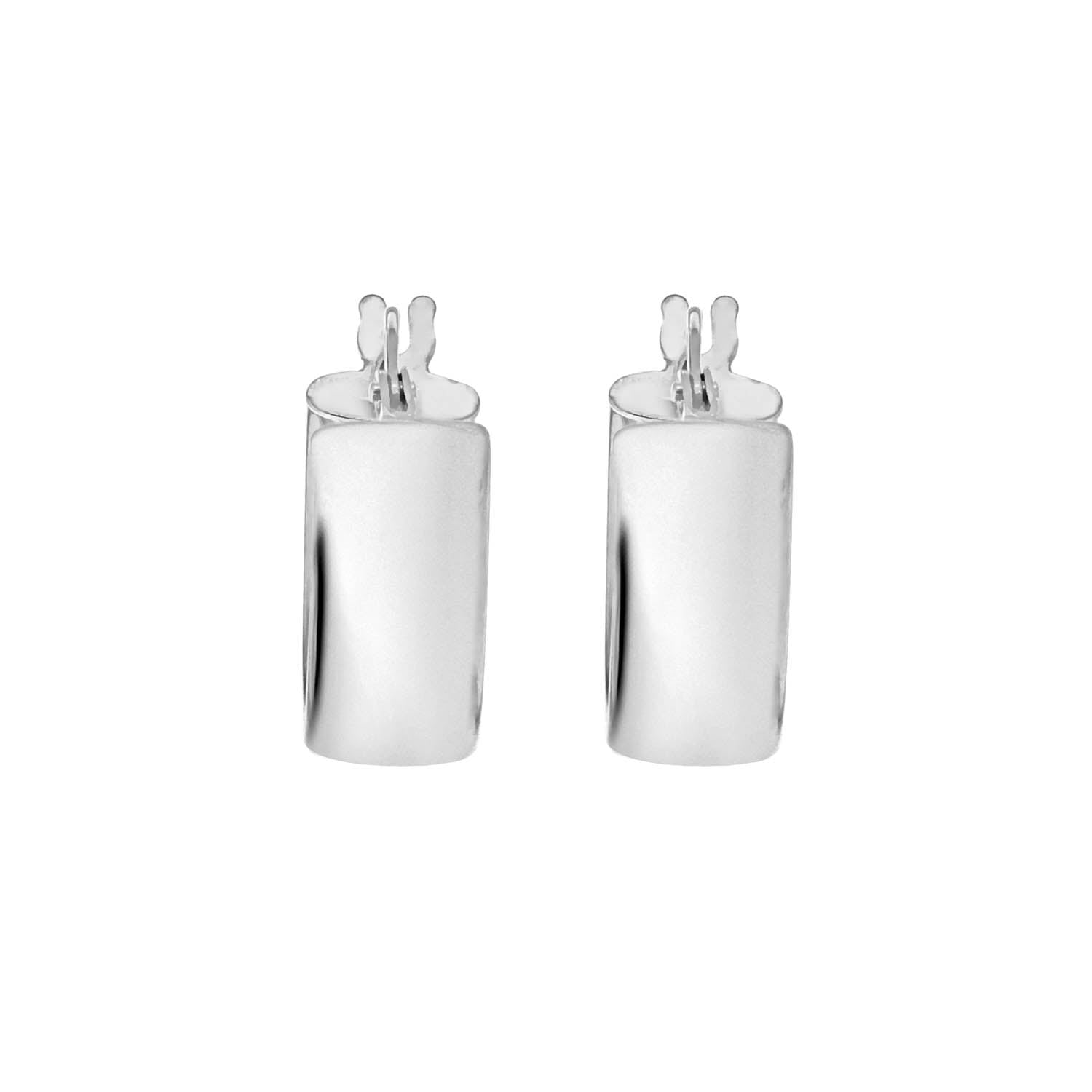 9ct White Gold 6mm Band 14mm Creole Earrings
