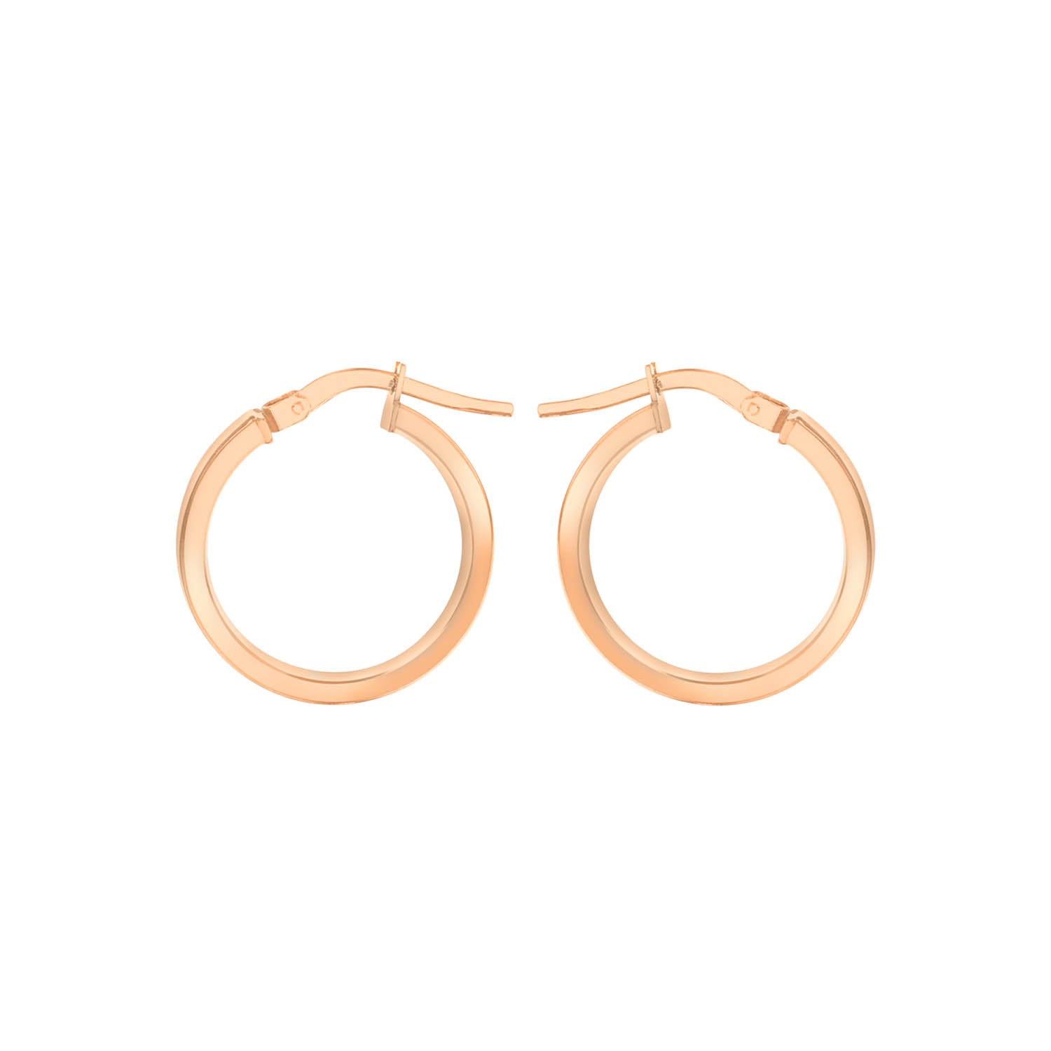 9ct Rose Gold 3mm Rectangular-Tube 15mm Hoop Creole Earrings