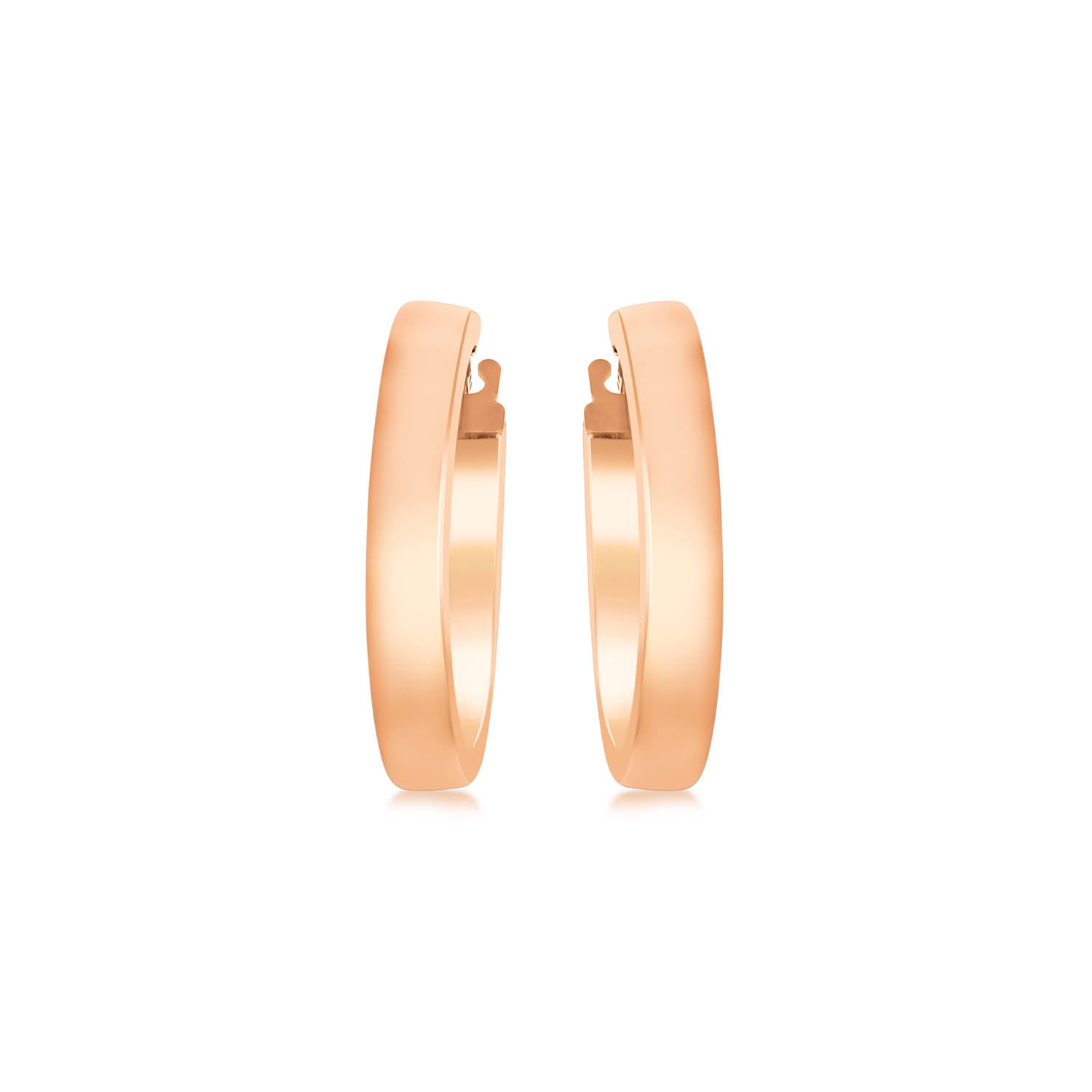 9ct Rose Gold 3mm Rectangular-Tube 15mm Hoop Creole Earrings