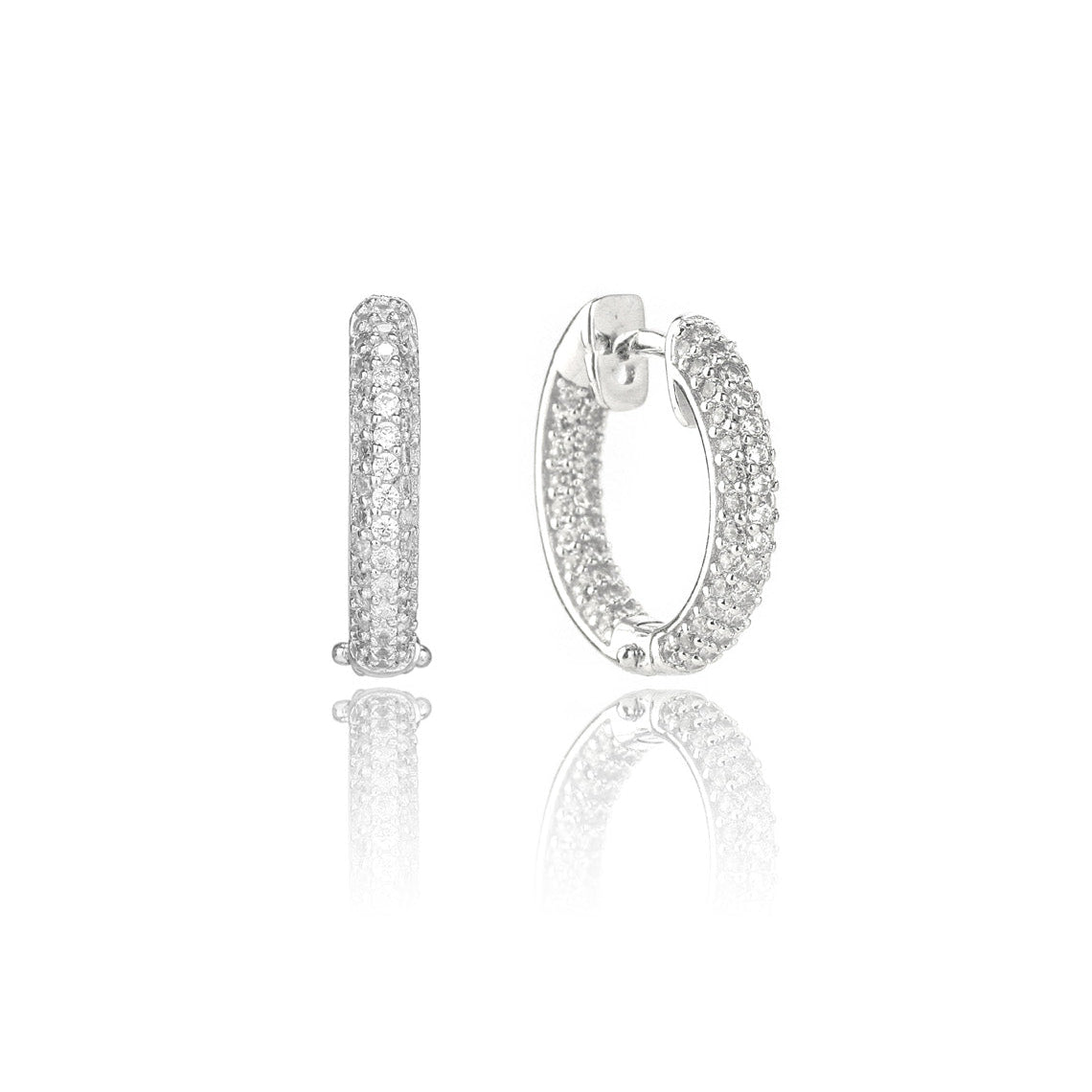 Goddess Pave Hoops Silver