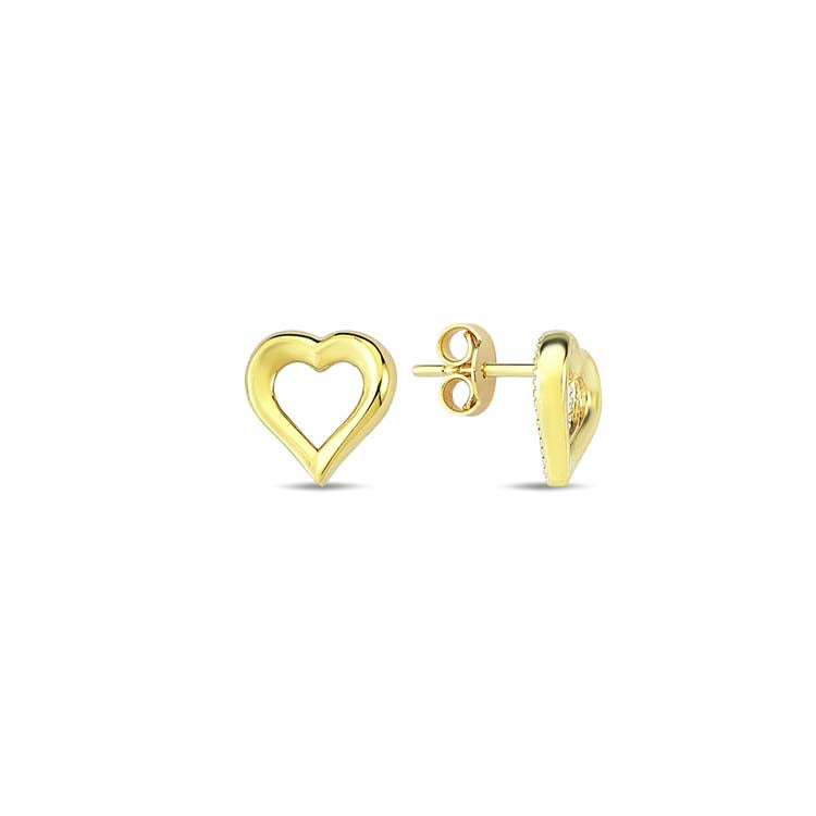 9ct Yellow Gold Open Heart Stud Earrings