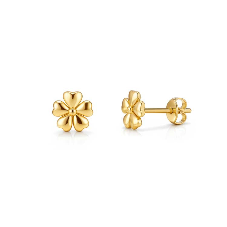 9ct Yellow Gold Flower Stud Earrings