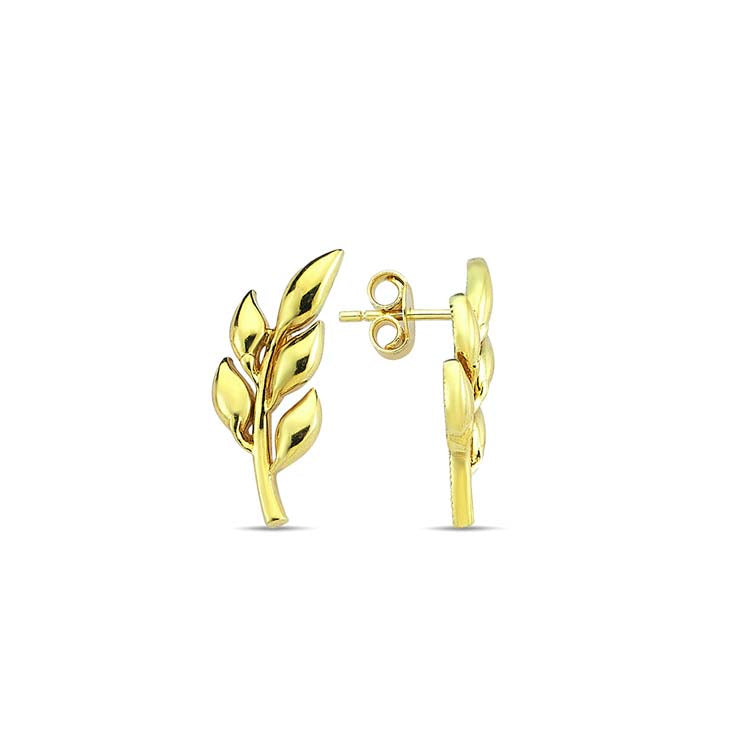 9ct Yellow Gold Nature Stud Climber Earrings