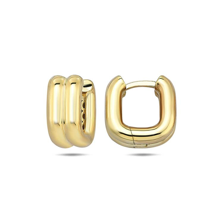 9ct Yellow Gold Double Row Creole Earrings