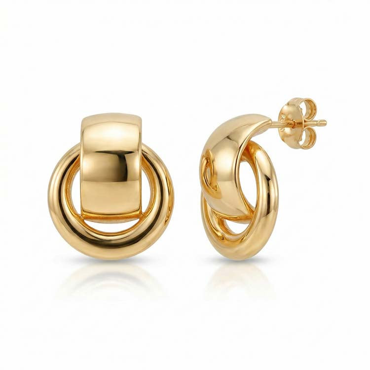 9ct Yellow Gold Looped In Stud Earrings