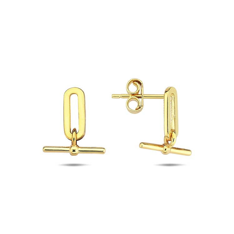 9ct Yellow Gold T-Bar Stud Earrings
