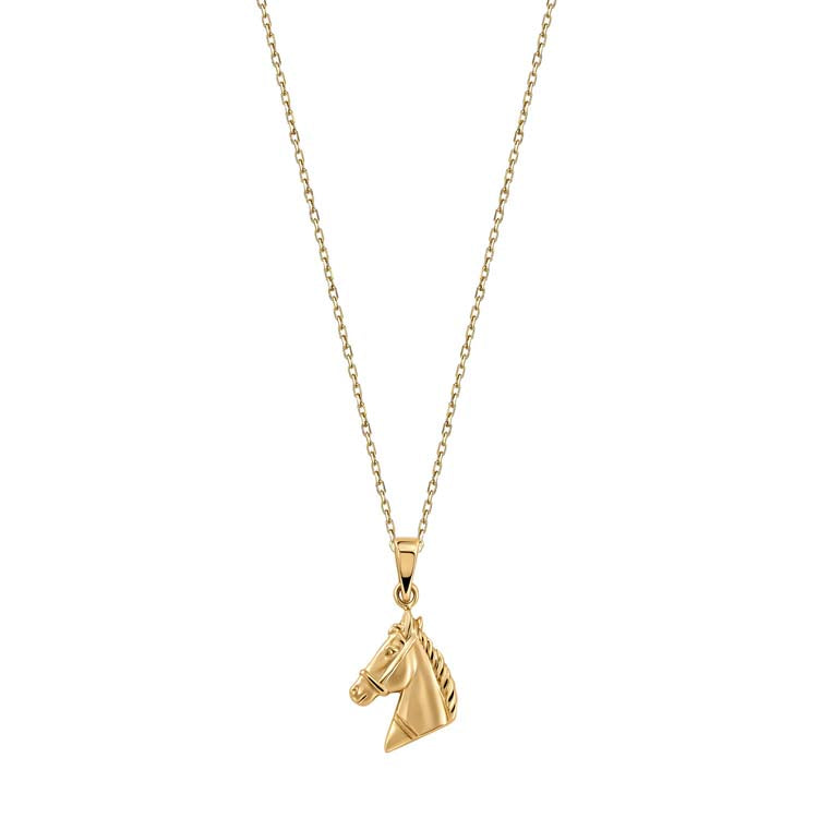 9ct Yellow Gold Horse Head Necklace 40-45cm