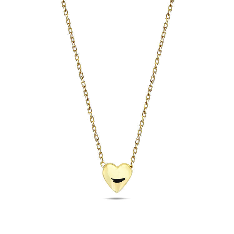 9ct Yellow Gold Puff Heart Necklace 45cm
