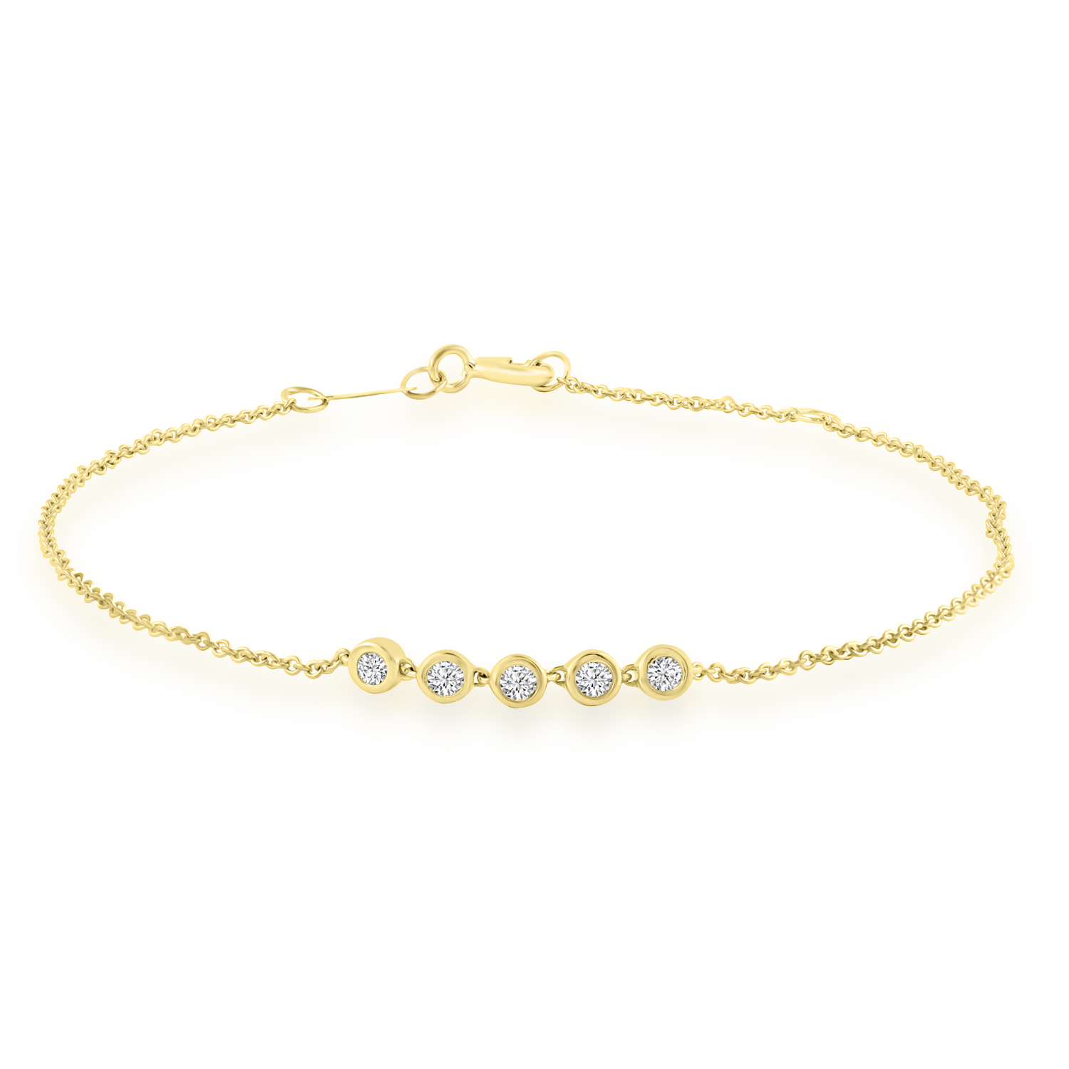 Bracelet with 0.15ct Diamonds in 9ct Yellow Gold 17+2cm