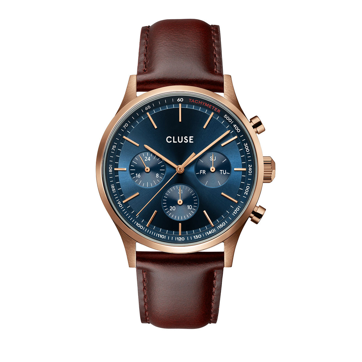 CLUSE Antheor Multifunction Blue Leather / Rose Gold Watch