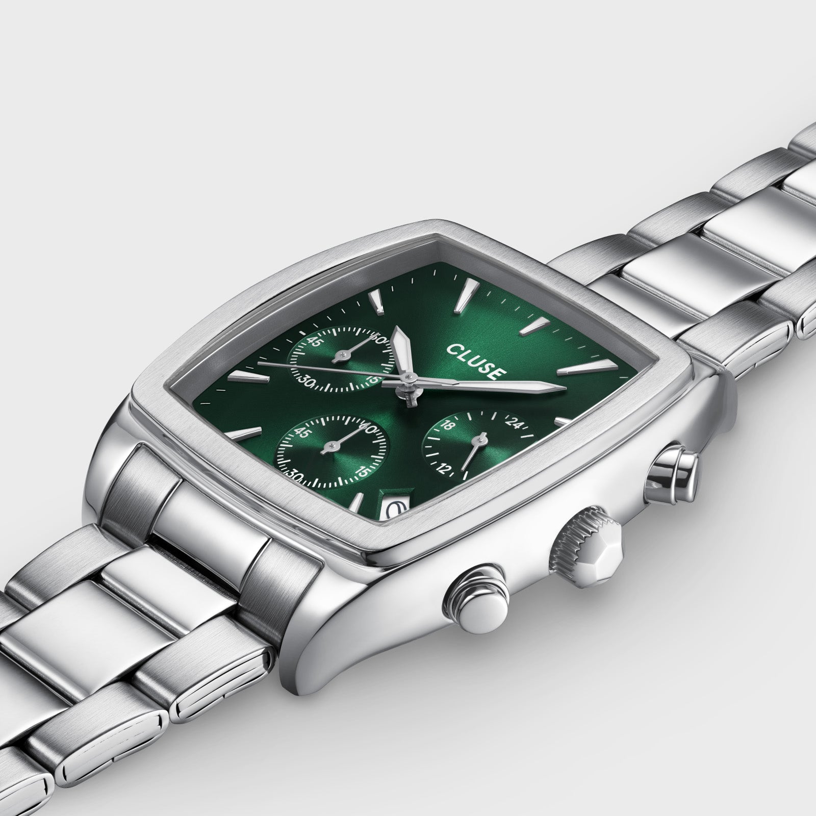 CLUSE Quartaut Chrono Green/Silver Link