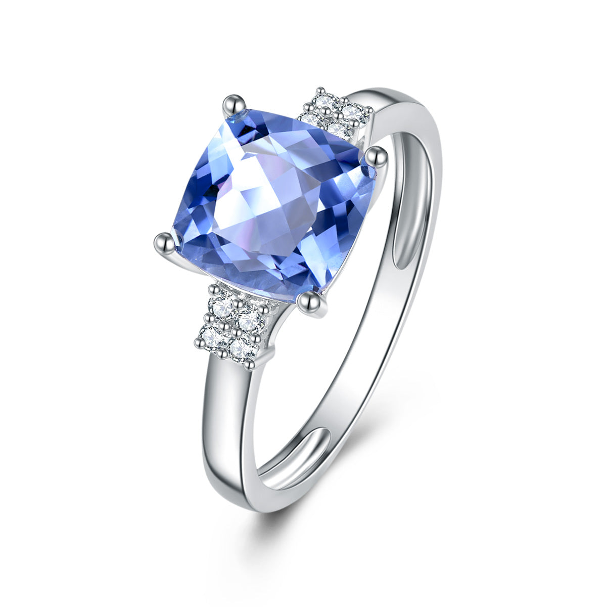 9ct White Gold London Blue Topaz & Diamond Ring