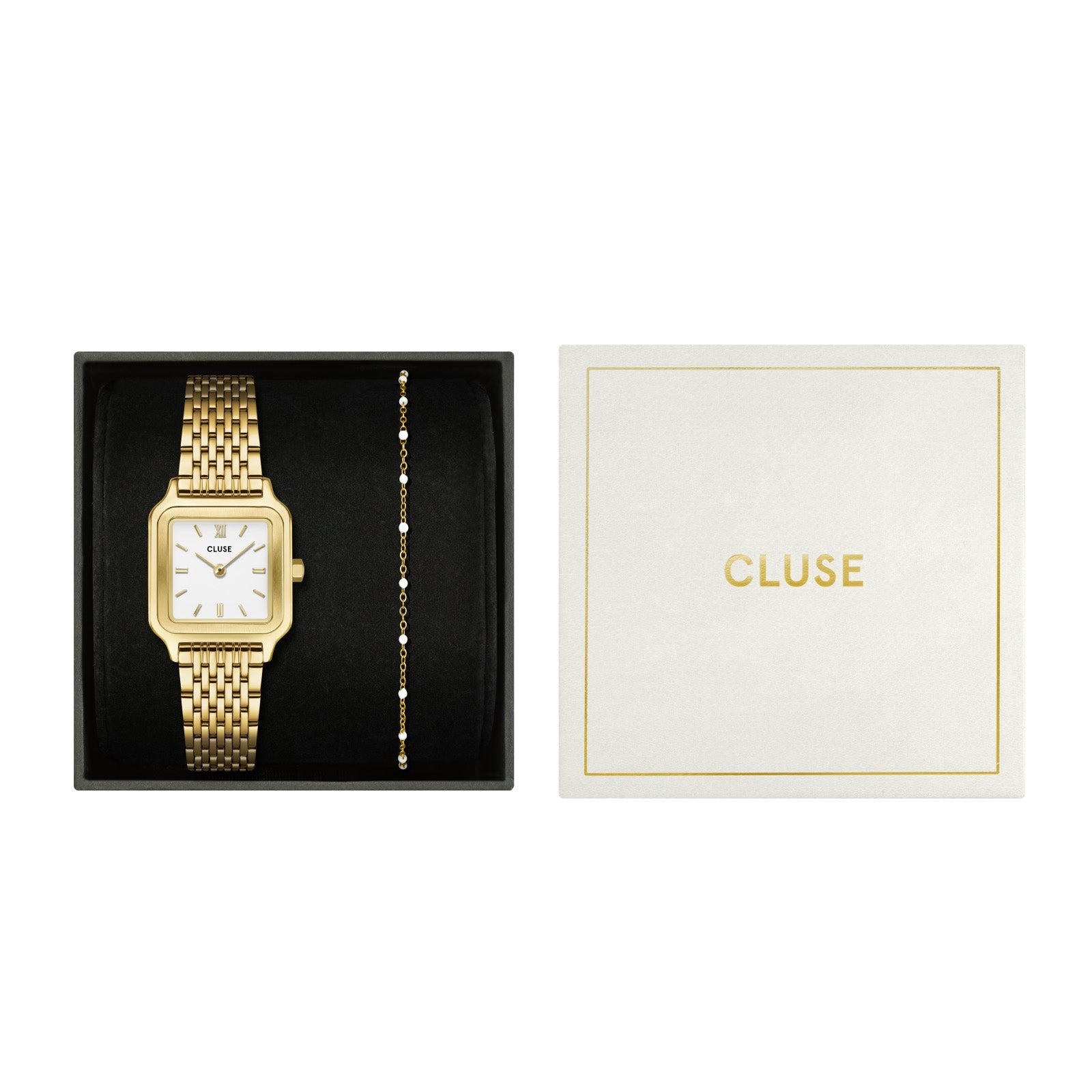 CLUSE Gracieuse Petite Gold Link & White Epoxy Bracelet Gift Set