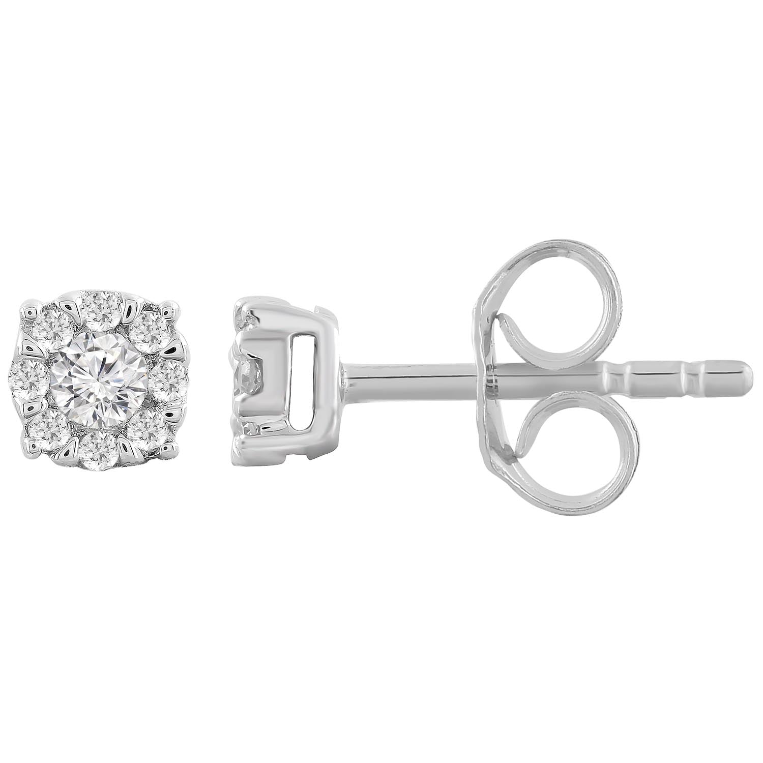 Stud Earrings with 0.15ct Diamonds in 9ct White Gold