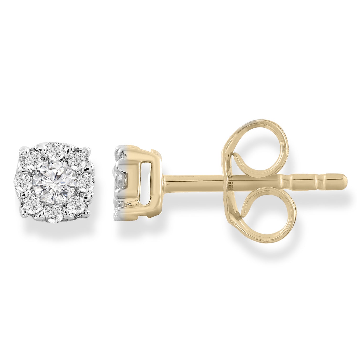 Stud Earrings with 0.15ct Diamonds in 9ct Yellow Gold