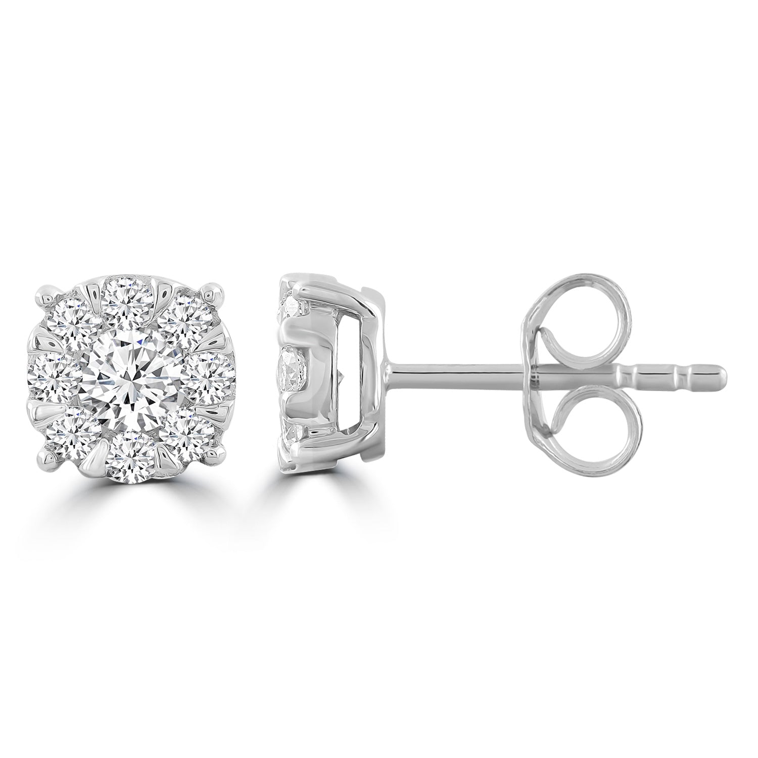 Stud Earrings with 0.50ct Diamonds in 9ct White Gold