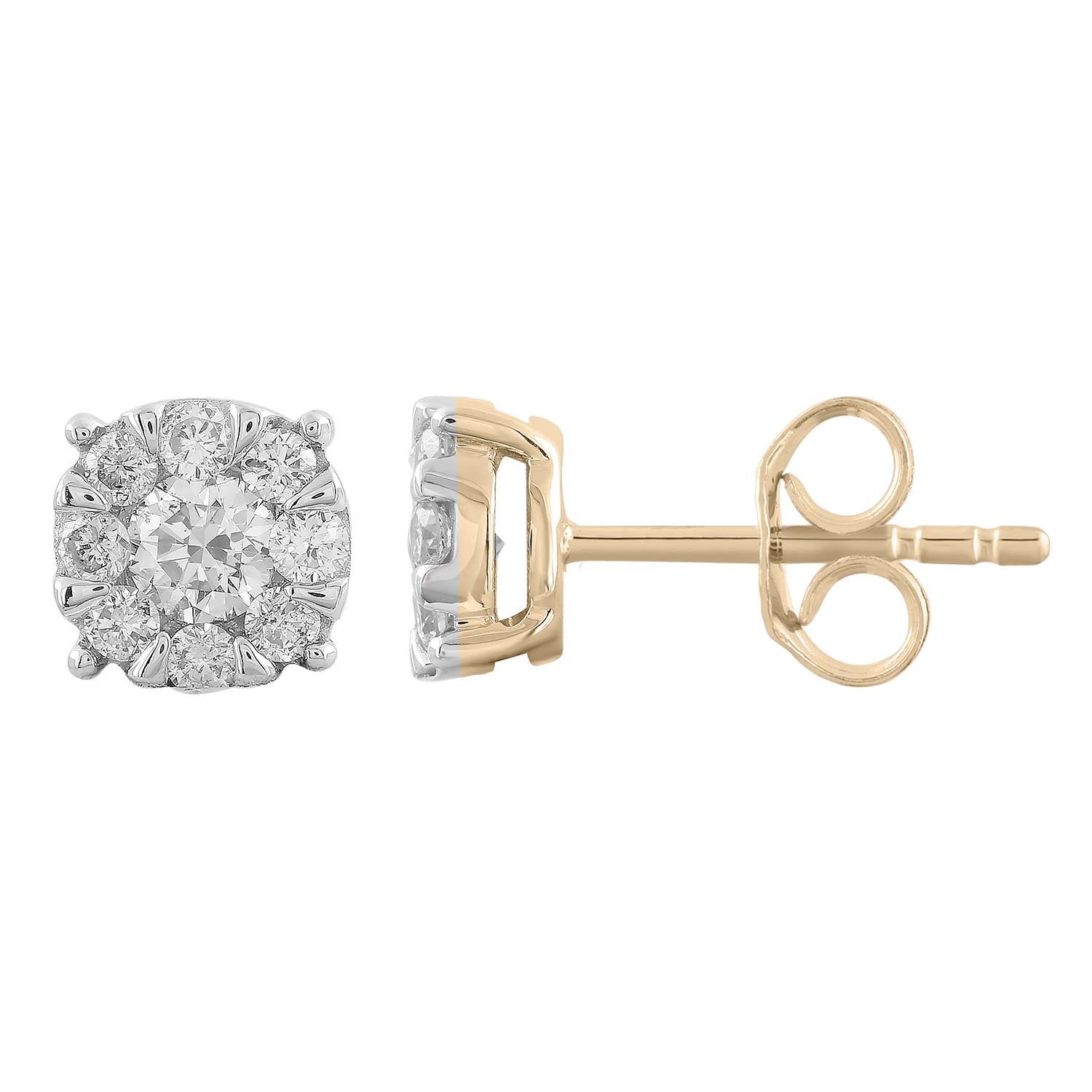 Stud Earrings with 0.50ct Diamonds in 9ct Yellow Gold