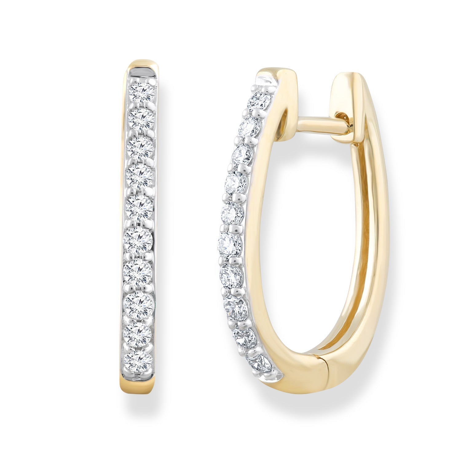 Huggie Earrings with 0.25ct Diamonds in 9ct Yellow Gold