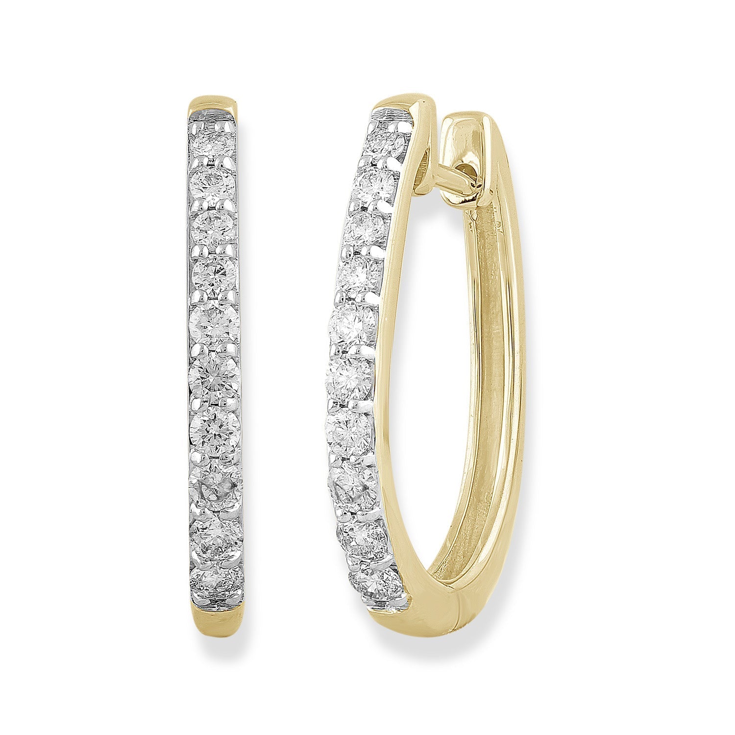 Huggie Earrings with 0.50ct Diamonds in 9ct Yellow Gold
