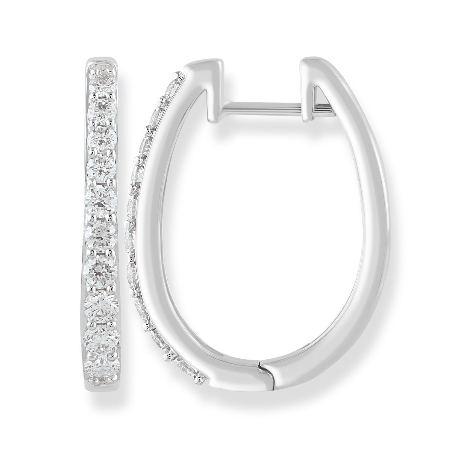 Huggie Earrings with 0.75ct Diamonds in 9ct White Gold