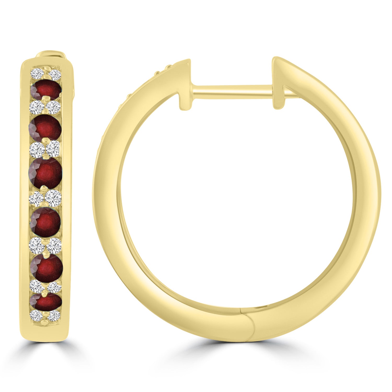 Diamond Ruby Earrings with 0.10ct Diamonds in 9ct Yellow Gold