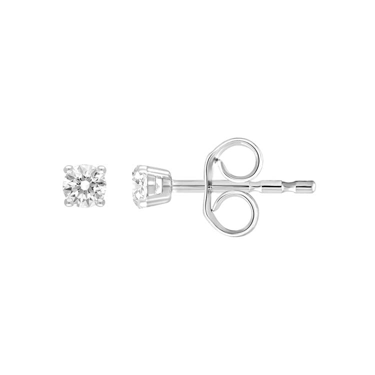 9ct White Gold 0.10ct Diamond Claw Stud Earrings