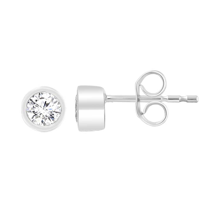 9ct White Gold 0.15ct Diamond Bezel Stud Earrings