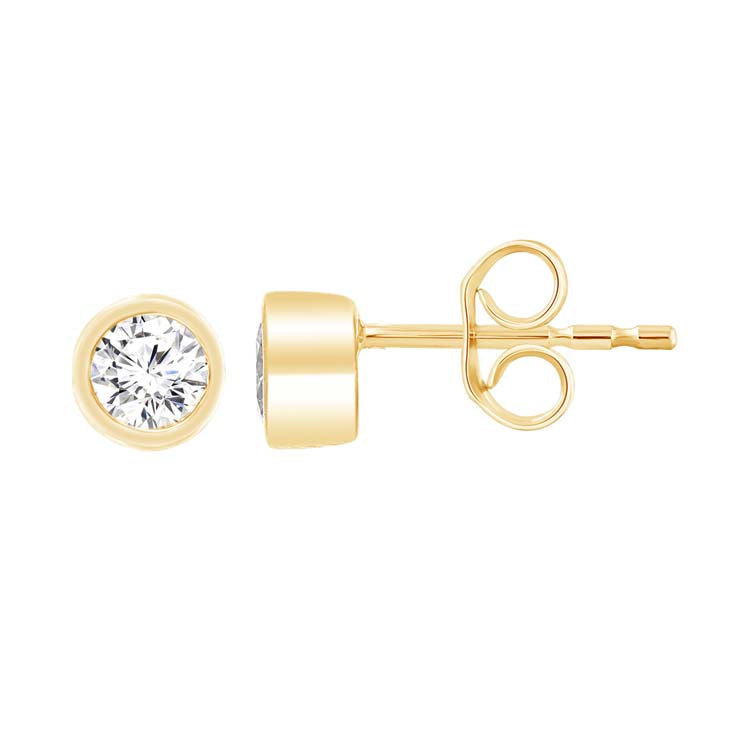 9ct Yellow Gold 0.15ct Diamond Bezel Stud Earrings