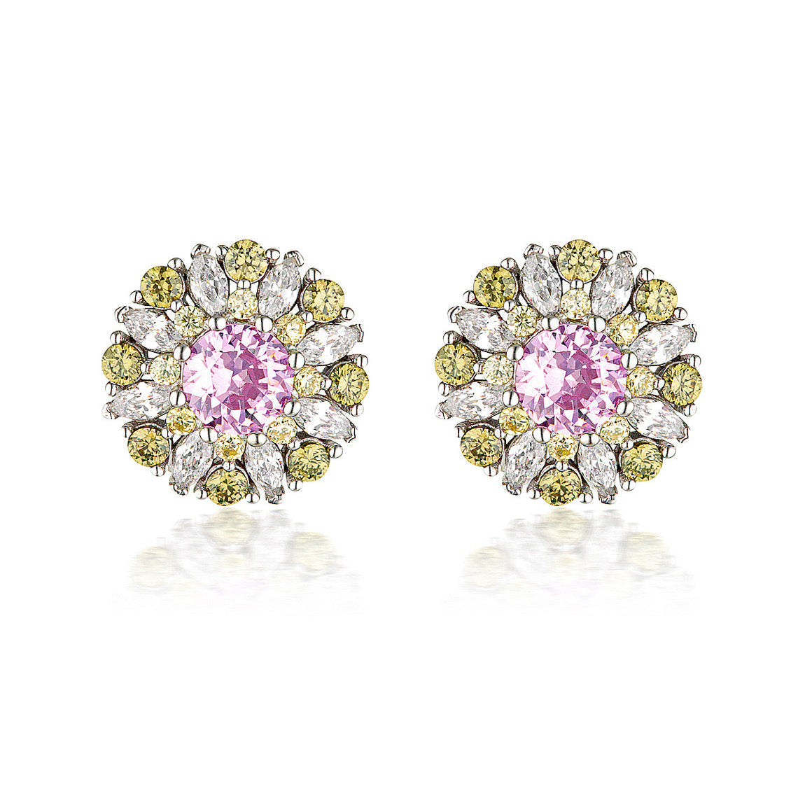 Summer Sorbet Berry Bloom Multi Coloured Earrings Silver