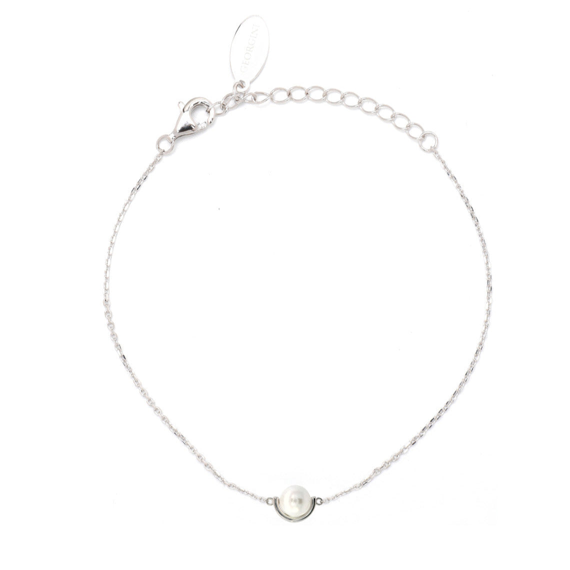 Adagio Crescent Nine-2-Five Pearl Racelet Silver 15cm +4cm