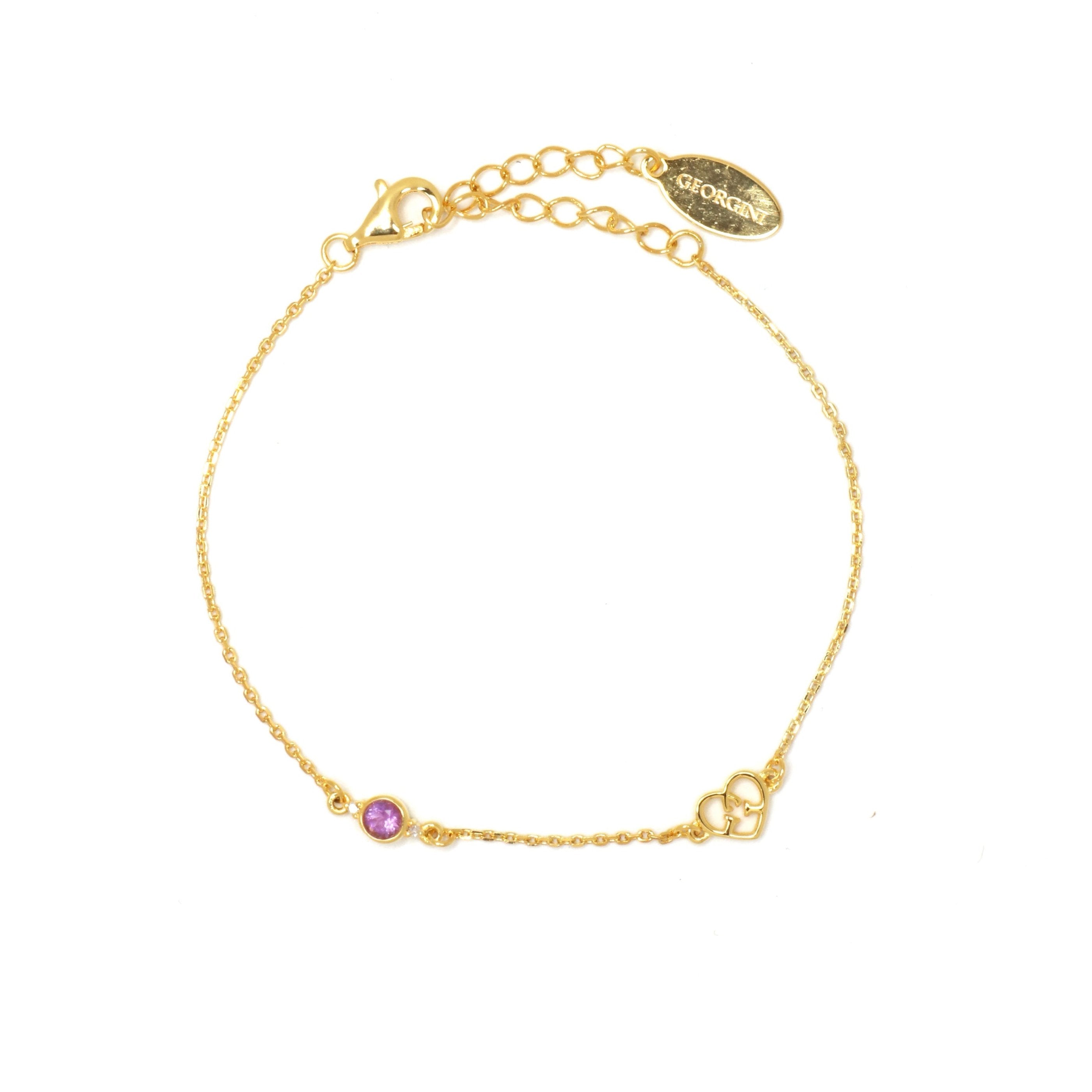 Diamonds by Georgini Natural Amethyst and Two Natural Diamond February Bracelet Gold