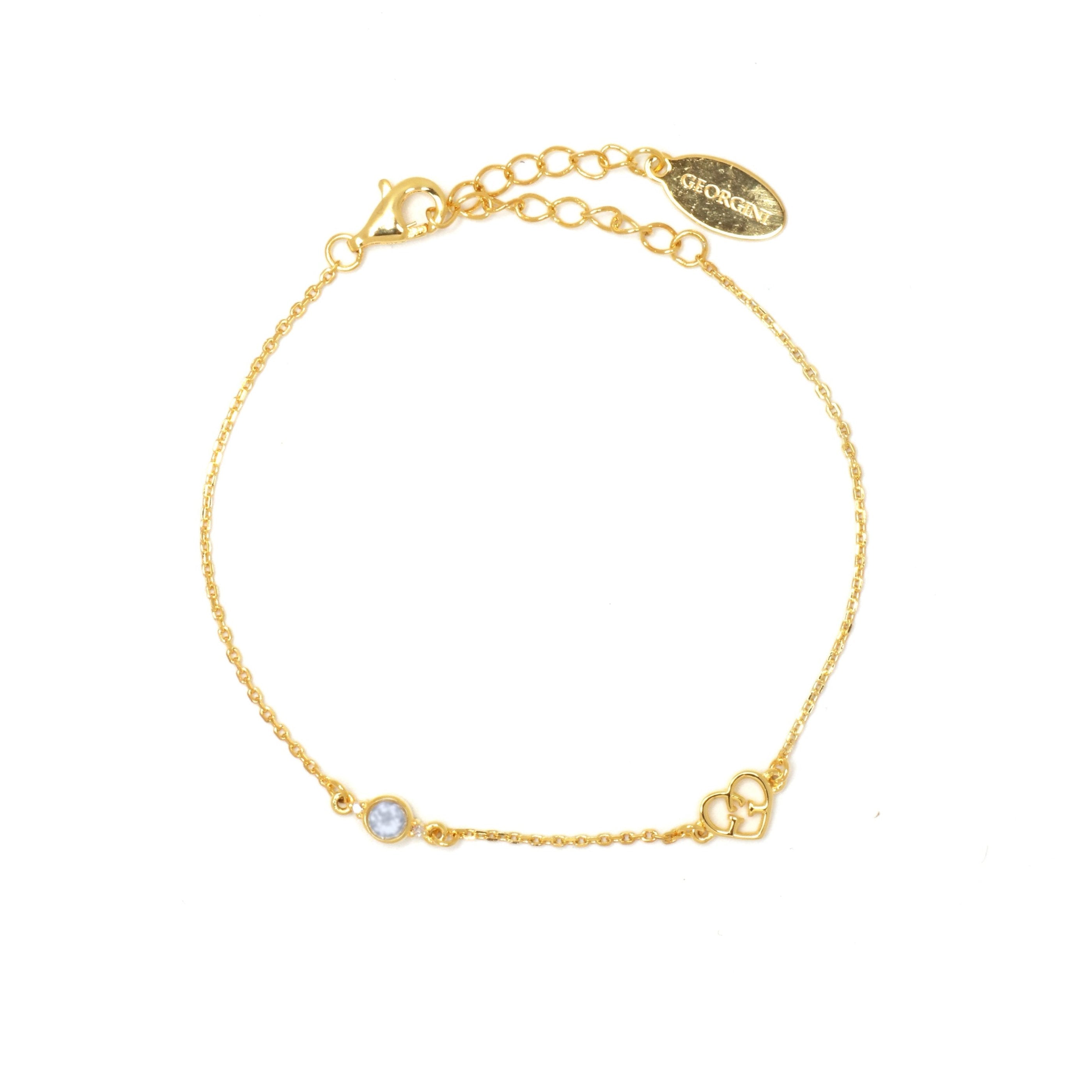 Diamonds by Georgini Natural Aquamarine and Two Natural Diamond March Bracelet Gold