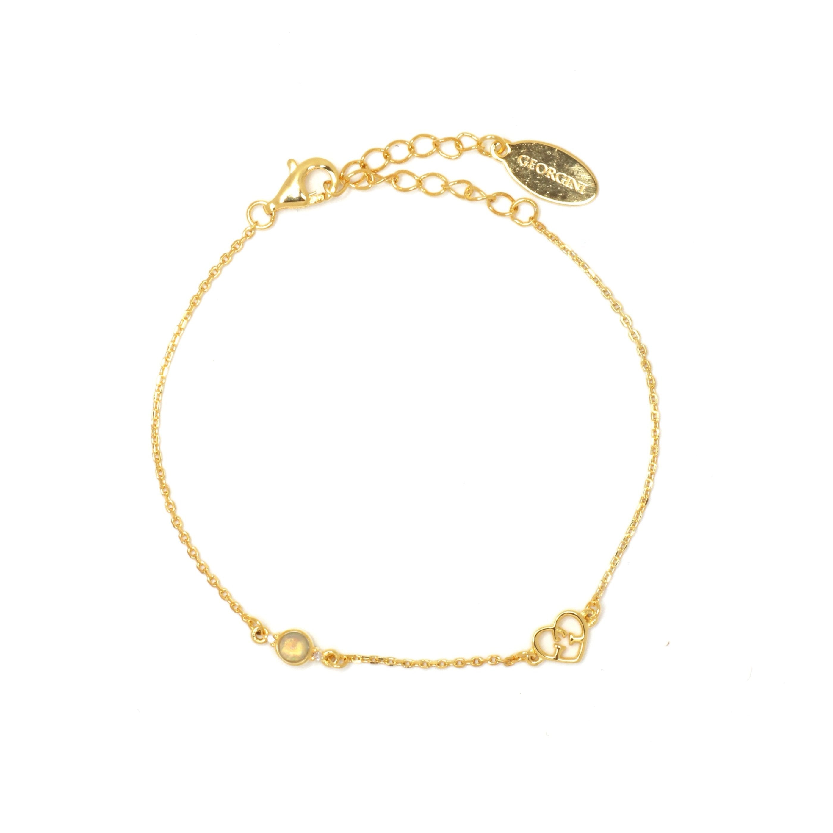 Diamonds by Georgini Natural Opal and Two Natural Diamond October Bracelet Gold