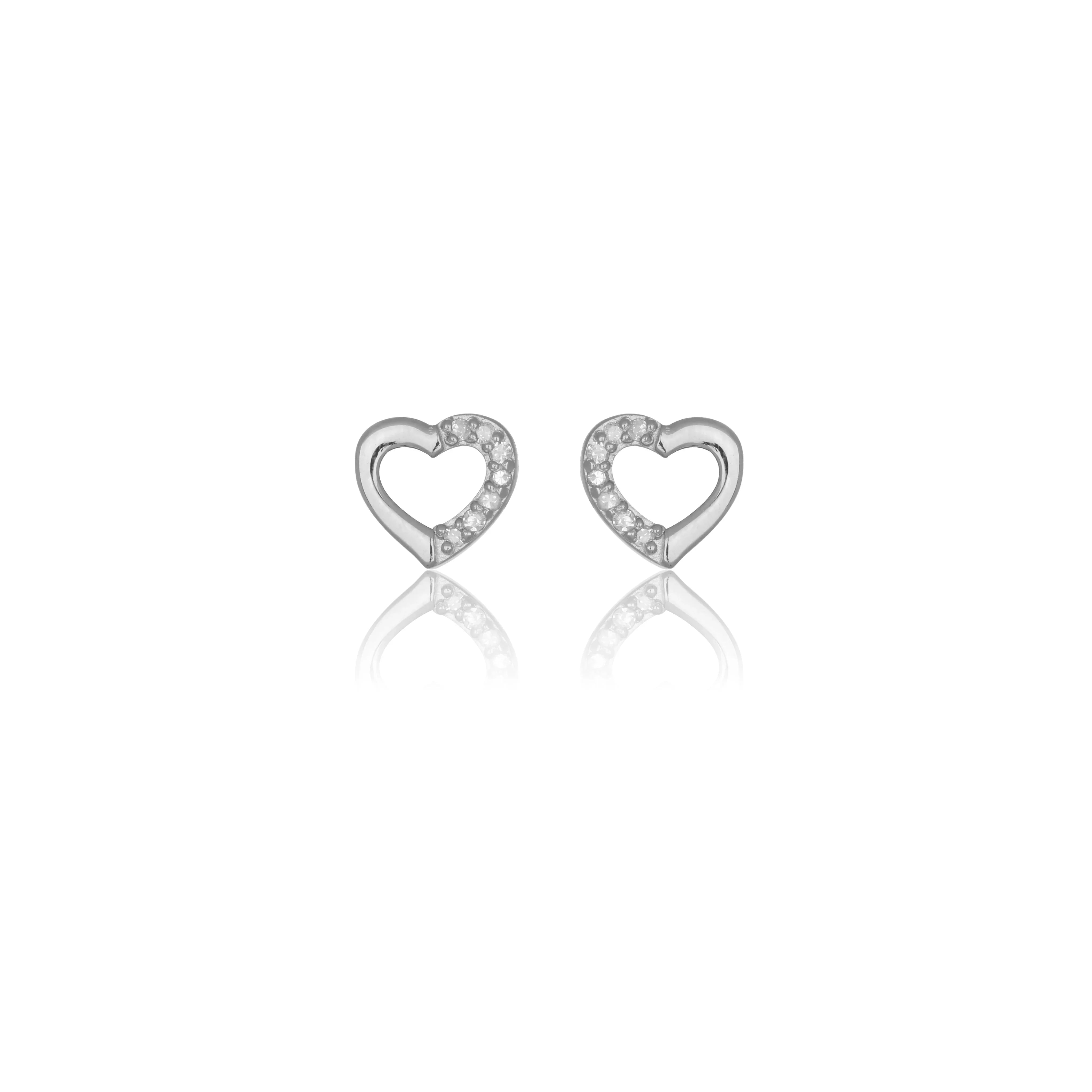Diamonds by Georgini Fourteen Natural Diamond Heart Earrings Silver
