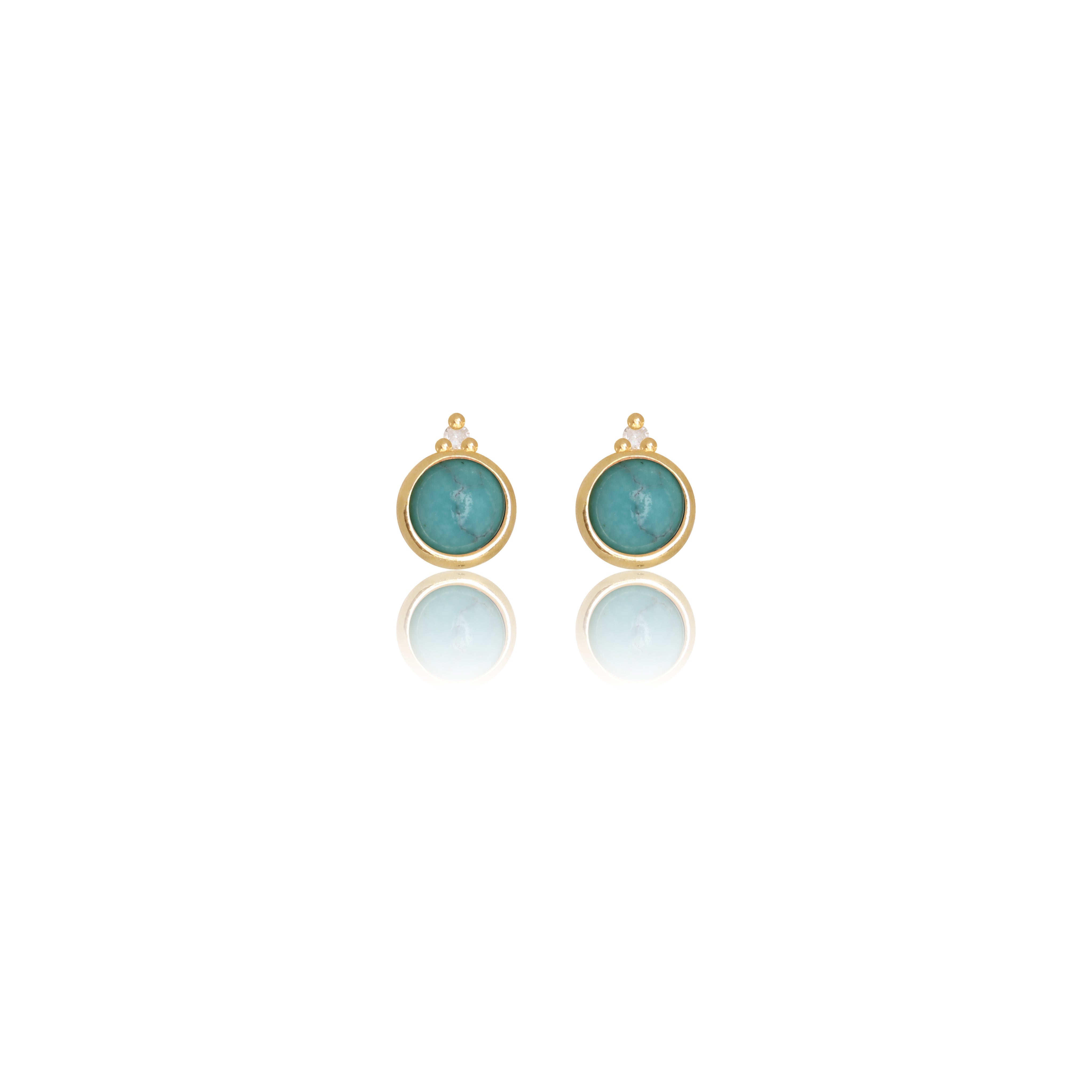 Diamonds by Georgini Natural Turquoise and Two Natural Diamond December Earrings Gold