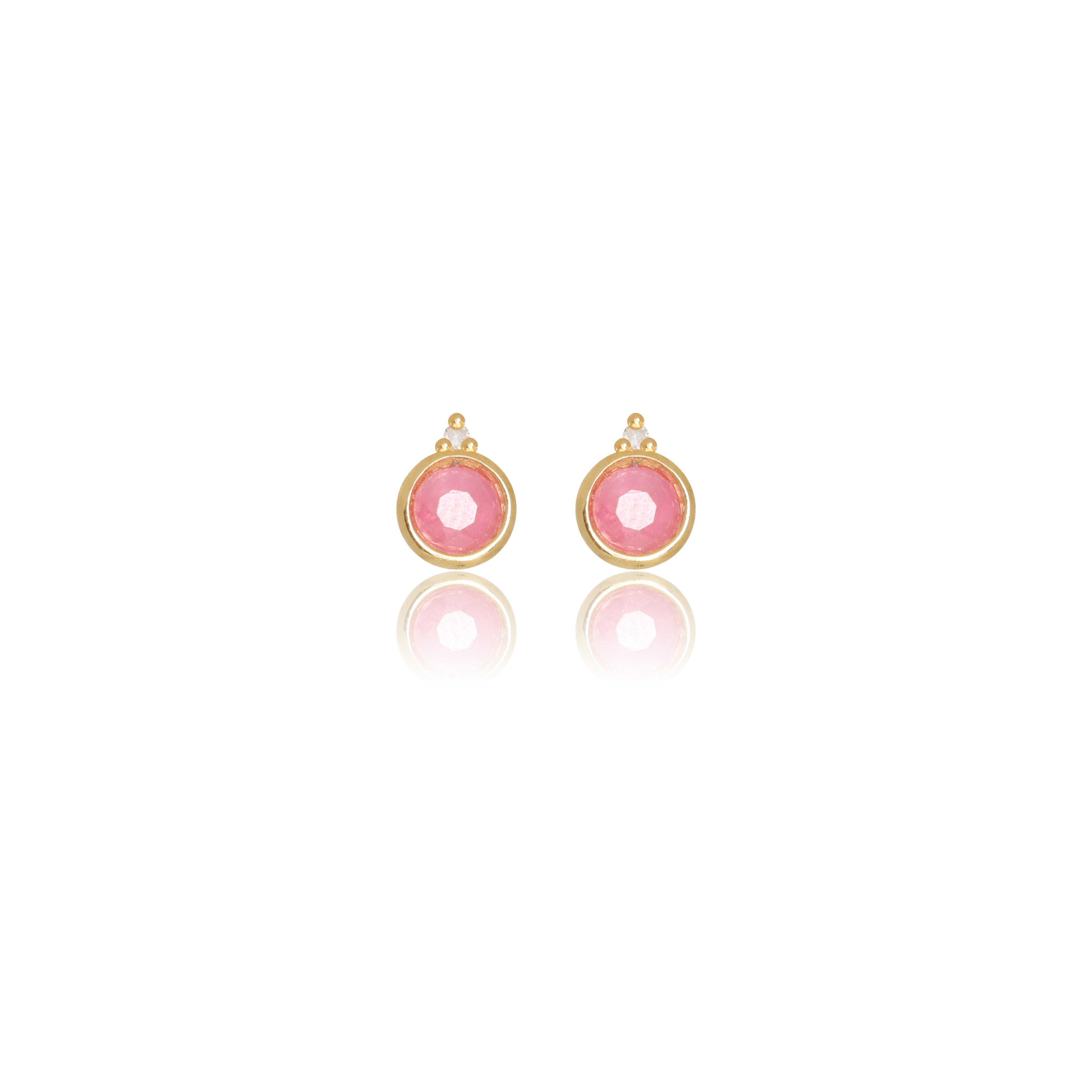 Diamonds by Georgini Natural Ruby and Two Natural Diamond July Earrings Gold