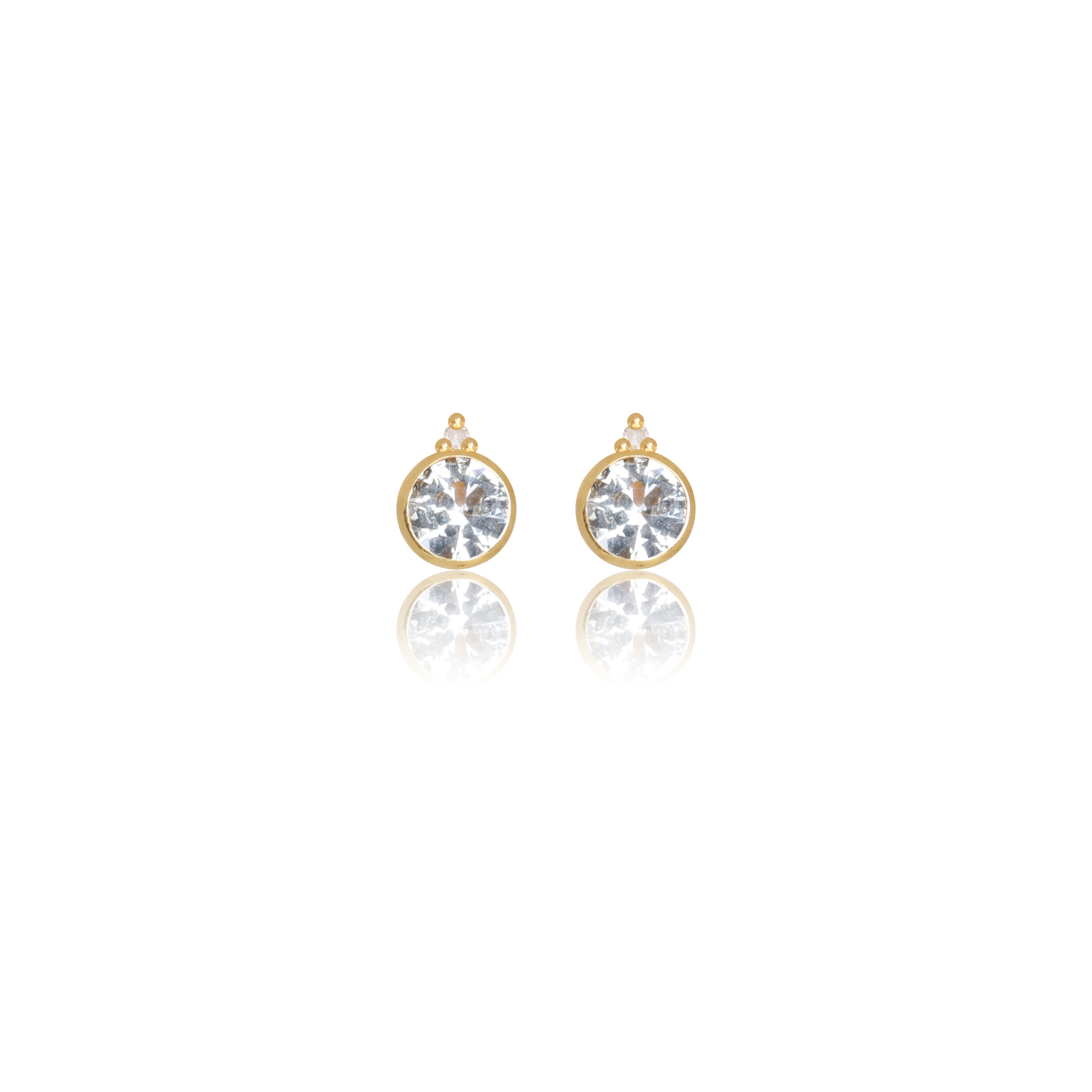 Diamonds by Georgini Natural Aquamarine and Two Natural Diamond March Earrings Gold